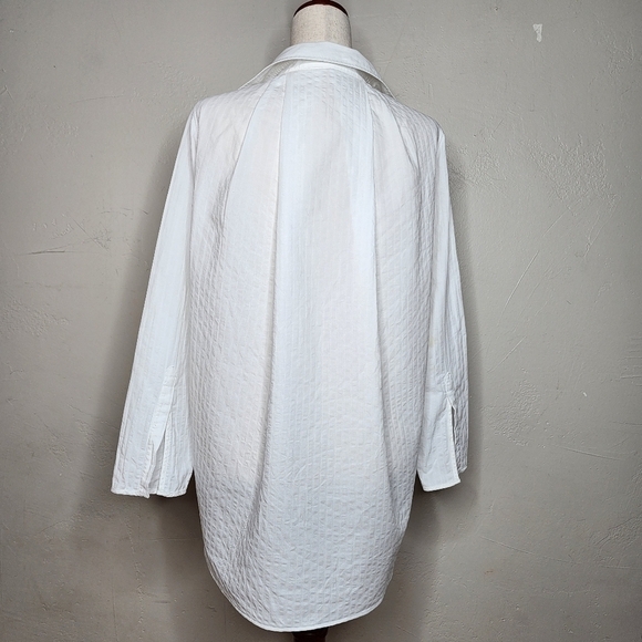ACNE Studios White Cotton Pique Split Neck Collared Blouse Size 32 - Picture 7 of 14
